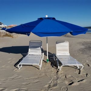 2 Chaise Loungers and Premium 9 Foot Umbrella Rental Ocean Isle Sunset Beach NC